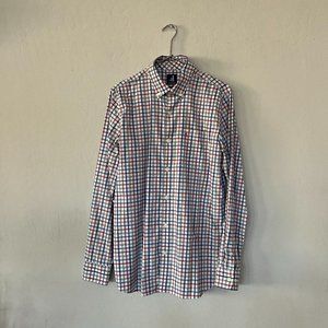 Johnnie-O Boys Prep-Formance Button Up Shirt, Size 16, White Plaid